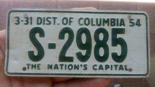 Vintage Motorcycle License Plate,  District Of Columbia 1954
