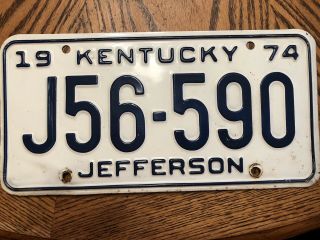 1974 Kentucky Jefferson County License Plate Vintage Louisville Cardinals