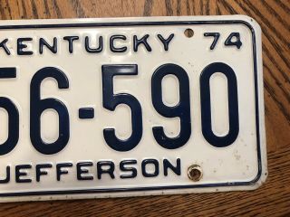 1974 Kentucky Jefferson County License Plate Vintage Louisville Cardinals 3