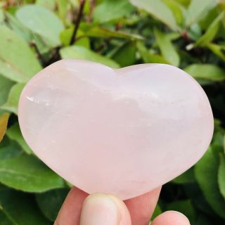 110g Heart - Shaped Natural Rose Pink Quartz Crystal Polished Rock Madagascar A698