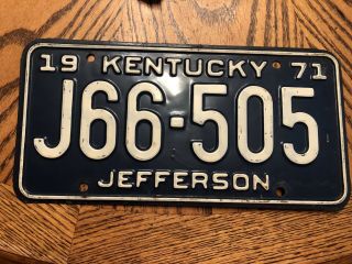 1971 Kentucky Jefferson County License Plate Vintage J66 505 Louisville Cardinal