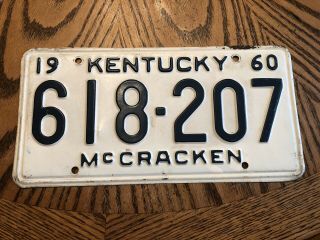 1960 Kentucky Mccracken County License Plate Vintage 618 207