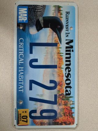 Reinvest In Minnesota Critical Habitat License Plate With Loon