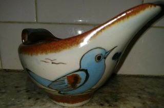 Ken Edwards El Palomar Tonala Mexico Folk Art Pottery Ceramic Blue Birds Pitcher