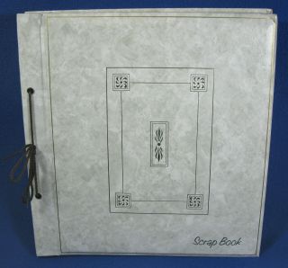 Vintage White Leatherette Embossed 12 " X 12 " Scrapbook Album W/46 Sheets