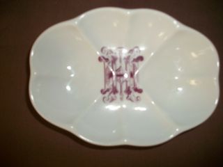 Vintage Decorative White Ceramic Oval Soap Dish Hh His Holiness The Pope Symbol