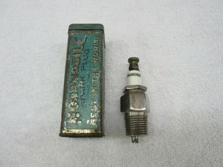 Vintage Antique Monamobile Spark Plug With Tin 1/2 " Pipe Collectible Dp