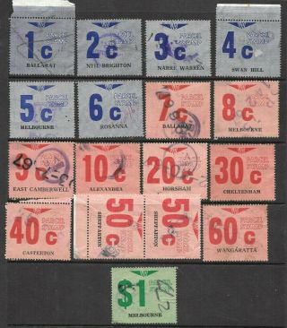 Victorian Railway Parcel Stamps 1c To $1 X 17 Good Used/ Fine