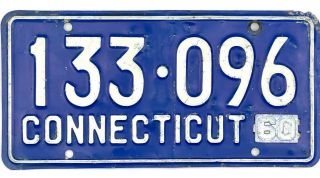 99 Cent 1957 Connecticut License Plate 133 - 096 With 1960 Tab