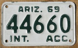 Arizona Acc / Motorcycle Size License Plate 1969 44660