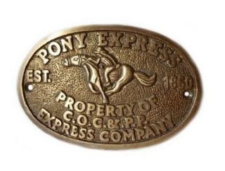 Pony Express Oval Solid Brass Plaque With Antique Finish