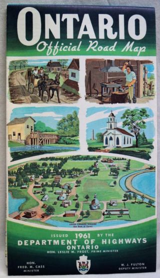 Province Of Ontario Canada Official Highway Road Map 1961 Vintage Travel