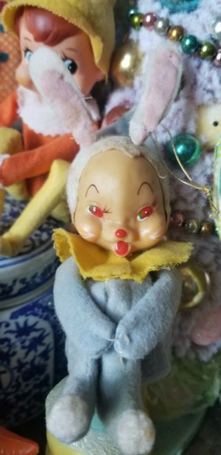 Rare Vintage Blue Easter Bunny Rabbit Pixie Knee Hugger