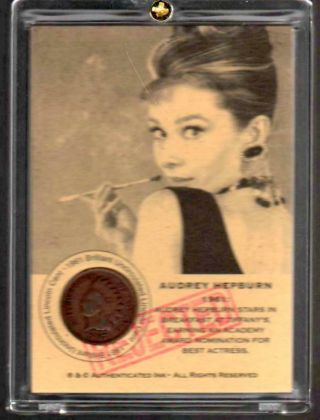 Audrey Hepburn Movie Star Coin Card Error W/ 100,  Year Old Cent L 52