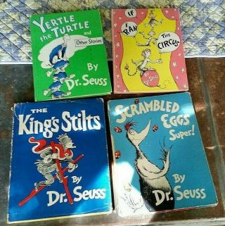 4 Old Vtg Hc Dr Suess Kids Books Yertle Turtle Iran The Circus Kings Stilts Eggs