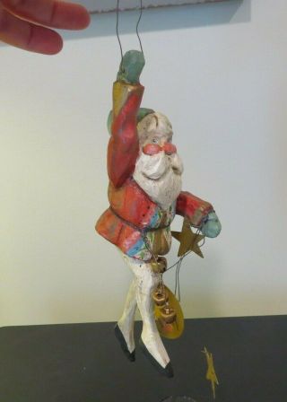 House Of Hatten Vtg Santa Claus Ornament Holding Stars And Moon Forest Elf