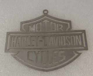 Vintage Stainless Steel Harley Davidson Cut Out Symbol Ornament