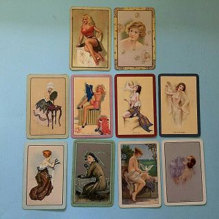 I.  10 X Vintage Playing Swap Cards Glamour Girls French Ladies Risque Coles ?