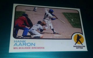 Milwaukee Brewers Hank Aaron 1973 Ia Style Custom Art Card Blank Back