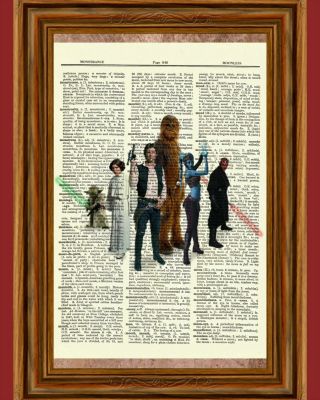 Star Wars Dictionary Art Print Book Picture Poster Chewbacca Han Solo Yoda Aayla