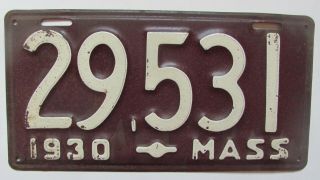 1930 Massachusetts Car License Plate