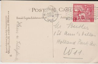 GB 1924 Wembley exhibition p/card,  Ernest Coffin,  neat wembley p/m 2