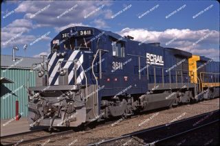 Orig Slide British Columbia Railway B36 - 7 3611 Ex Santa Fe 7494 Kod