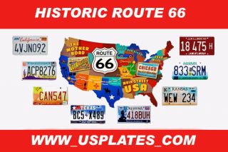 1 Set Of 8 Usa License Plates Route 66 Best Number Tags Ca Az Nm Tx Ok Ks Mo Il