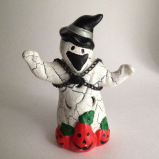 Vintage Halloween Ceramic Figurines Ghost And Pumpkins Party Decorations 6 " Tall