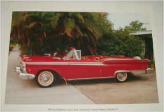 1959 Ford Galaxie 500 Skyliner Convertible Car Print (red,  No Top)