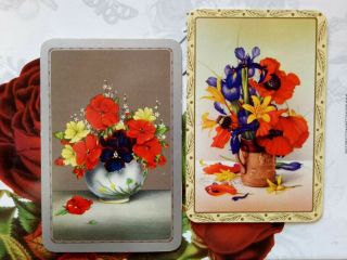 Vintage Playing Cards English Swap Card Flowers Poppy Lilly Pansy Dutch Iris
