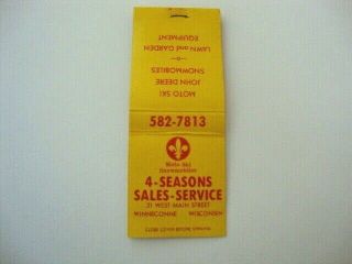 4 Seasons Sales Service Winneconne Wi Matchbook Cover Wis John Deere Moto Ski