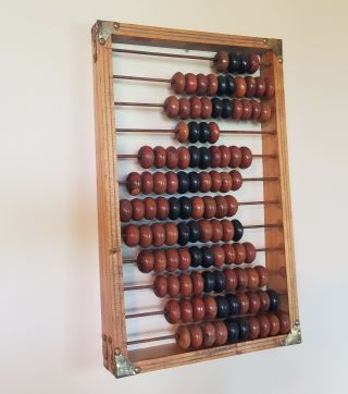 Large Wooden Ussr Abacus Mid Century Modern Vintage Wall Desk Decor Office 18 " H
