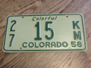 1958 Colorful Colorado Truck License Plate,  27 15 Km (fc)