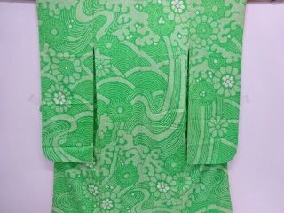 81109 Japanese Kimono / Antique Furisode / All Shibori / Flower & Rough Wav