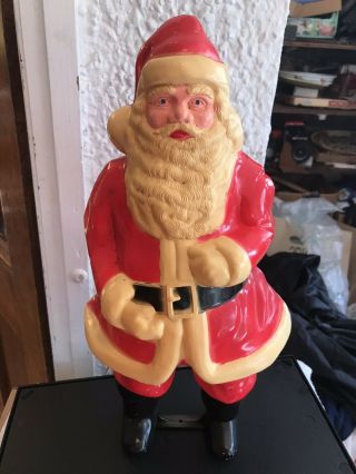 Vintage Union Products Blow Mold Tabletop Plastic Santa Claus 17 " Usa Mass