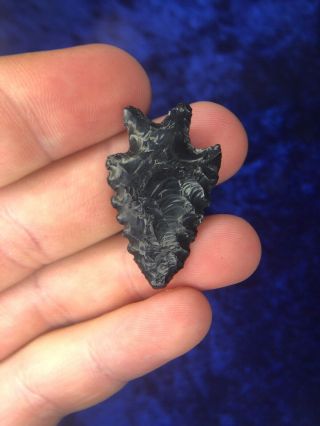 Jet Black Obsidian Arrowhead Fresno County,  California Indian Artifact