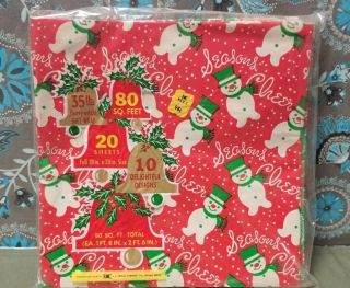 Vintage Christmas Wrapping Paper Nos - 20 Sheets 10 Designs 80 Sq Ft 20x30 Size