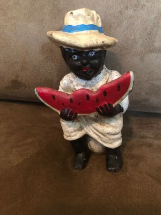Rare Black Americana Man On Pot Eating Watermelon Vintage Bank