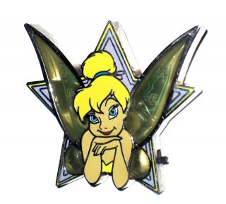Disney Pin✿tinker Bell Tink Star 3d Stained Glass Wings Light Up Blinking Rare