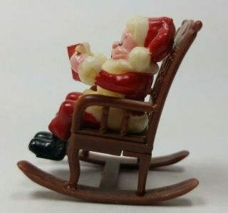 Miniature Santa and Mrs.  Claus in Rocking Chairs Plastic Small Figurines 3