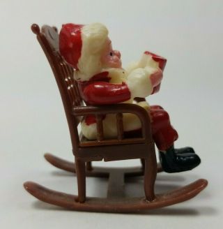 Miniature Santa and Mrs.  Claus in Rocking Chairs Plastic Small Figurines 5
