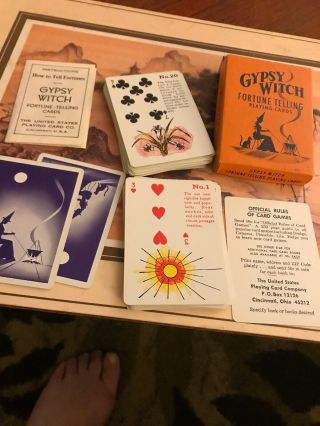 Vintage Gypsy Witch Fortune Telling Cards W Instructions Tarot Halloween