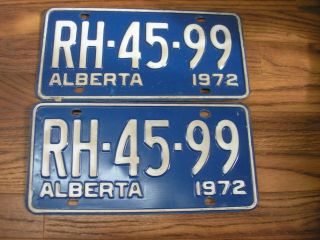 1972 Vintage Alberta Canada License Plate Set Rh 45 99