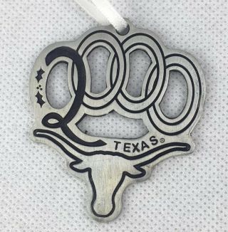2000 Ut University Of Texas Longhorns Holiday Ornament Pewter Tone Metal