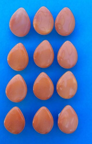 12 X 14mm Vintage Orange Tear Drop Shaped Glass Buttons