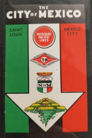 Mexico City St Louis Missouri Pacific Lines Train Railroad Tour Travel Poster Ad