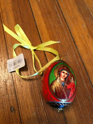 Religious Russian Wood Egg Painted Scenes Decor Wooden From Russia