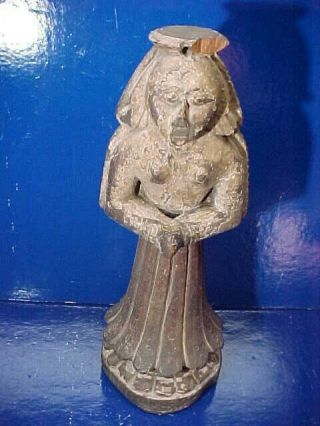 19thc Folk Art Hand Carved Religious Santos Wooden Woman Statue Figure