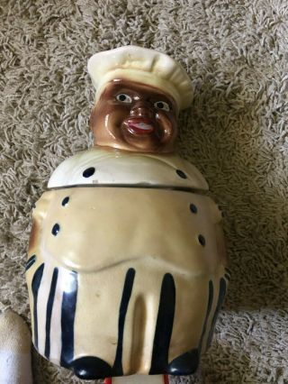 Vintage Black Americana Ceramic Chef Cookie Jar,  Made In Japan